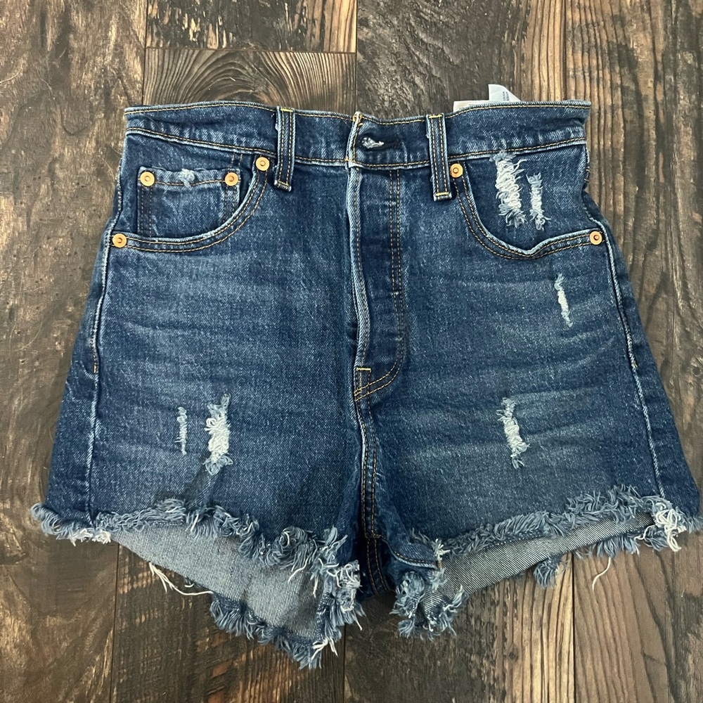 Levi's Dark Blue Denim Shorts - Picture 2 of 8